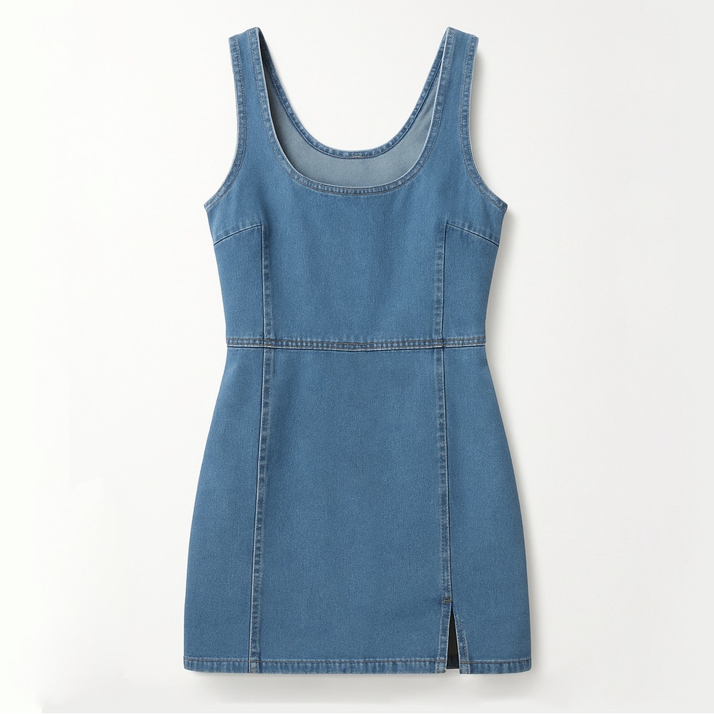 VICI Round Collar Bodycon Denim Mini Dresses in medium